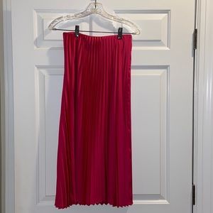 Bright pink pleated J. Crew skirt